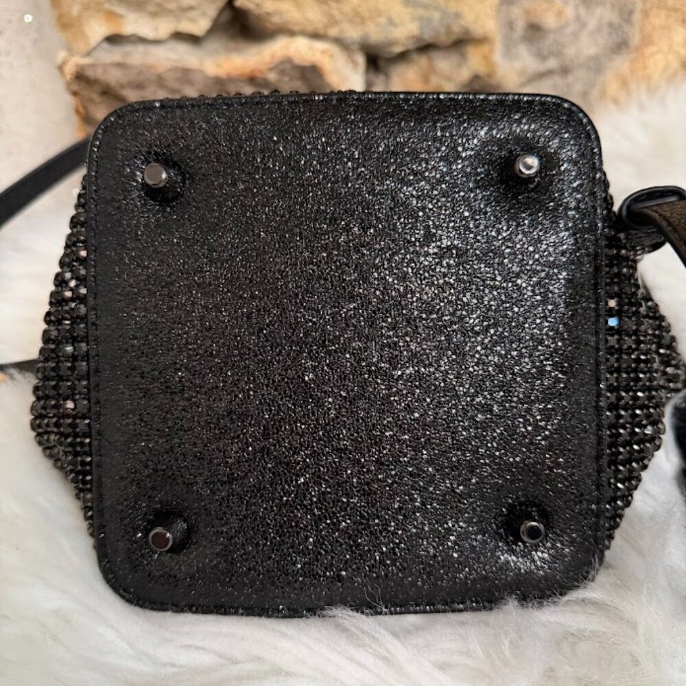 Love Moschino Sparkly Black Rhinestone Mini Crossbody Party Bag - Picture 7 of 8